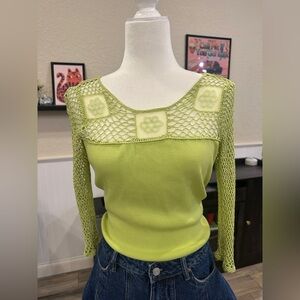 Green Crochet Beaded Top Women’s Medium